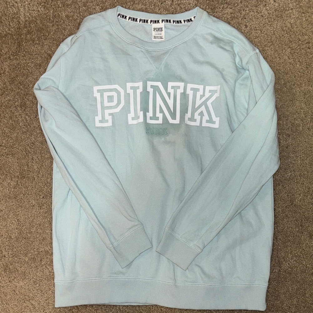 PINK Victoria's Secret Light BlueCrewneck Sweatshirt